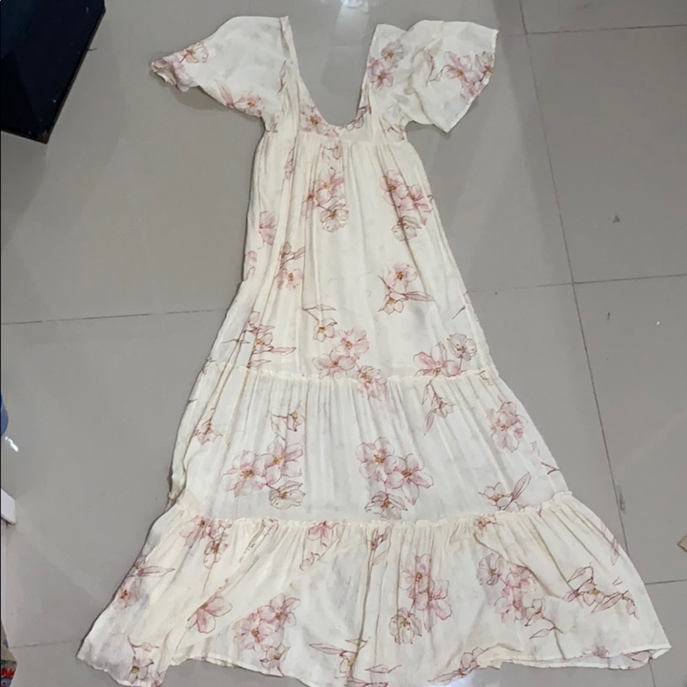 Billabong Boho Light Pink Long Floral Dress